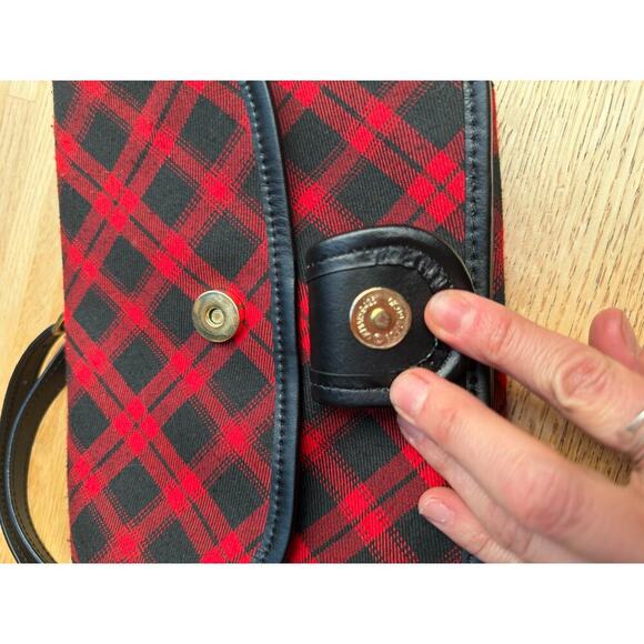 Talbots Red Plaid Tartan Crossbody Bag Coquette Preppy Chic Academia Clueless - Picture 3 of 10